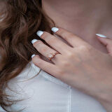 STİLLOVE Gümüş Rose Beyaz Lotus Çiçeği Yüzük