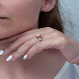 STİLLOVE Gümüş Rose Beyaz Lotus Çiçeği Yüzük