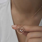 STİLLOVE Gümüş Rose Birleşmiş Kalpler Kadın Kolye