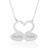 STİLLOVE Gümüş Aşık Kuğular Plaka Kolye