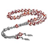 STİLLOVE Doğaltaş Metal Püsküllü Çizgili Akik Taşı Tesbih