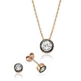 STİLLOVE Gümüş Yuvarlak Tek Taş Bayan Set