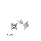 STİLLOVE Gümüş Kare Tek Taş Zirkon Küpe - 4 mm