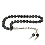 STİLLOVE ​Doğaltaş Metal Püsküllü Obsidyen Taşı Tesbih