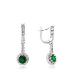 STİLLOVE Gümüş Yeşil Çiçek Sallantılı Küpe