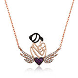 STİLLOVE Gümüş Rose Kalpli Anne Ve Çocuk Kolye
