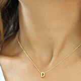 STİLLOVE Gümüş Gold 3 Boyutlu D Harf Bayan Kolye