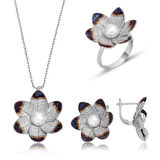 STİLLOVE Gümüş Nergis Çiçeği Bayan Set