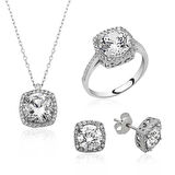 STİLLOVE Gümüş Kare Montür Bayan Set