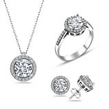 STİLLOVE Gümüş Yuvarlak Montür Tek Taş Set