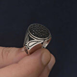 STİLLOVE Gümüş Siyah Zirkon Taşlı Erkek Yüzük