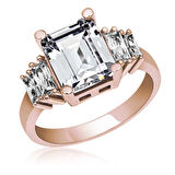 STİLLOVE Gümüş Rose Baget Taşlı  Kadın Yüzük