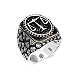 STİLLOVE Gümüş Adalet Terazisi Oval Erkek Yüzük