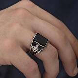 STİLLOVE Gümüş Oniks Taşlı Tuğra Erkek Yüzük