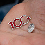 STİLLOVE Gümüş Ay Yıldız 100.Yıl Rozet