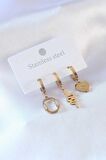 STİLLOVE 316L Çelik Gold Renk Yılan Model Kalp Detay Zirkon Taşlı Kadın Küpe