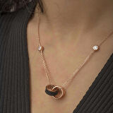 STİLLOVE Gümüş Rose İç İçe Geçmiş Halka Kolye