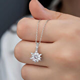 STİLLOVE ​Gümüş Çiçek Desenli Kadın Kolye