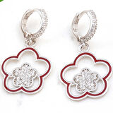 STİLLOVE ​Gümüş Sallantılı Çiçek Desenli Kadın Küpe