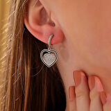 STİLLOVE ​Gümüş Sallantılı Kalp Kadın Küpe