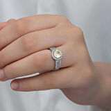 STİLLOVE Gümüş Sarı Tek Taş Kadın Yüzük