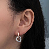 STİLLOVE ​Gümüş Rose Sallantılı Kalp Kadın Küpe