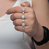 STİLLOVE Gümüş Oval Taşlı Kadın Bileklik