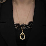 STİLLOVE Gümüş Gold Kaplama Damla Yarım Altın Takılabilen Kadın Kolye