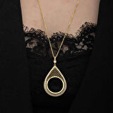 STİLLOVE Gümüş Gold Kaplama Damla Yarım Altın Takılabilen Kadın Kolye