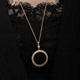 STİLLOVE Gümüş Gold Kaplama Yuvarlak Yarım Altın Takılabilen Kadın Kolye