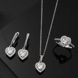 STİLLOVE Gümüş Beyaz Taşlı Kalpli Kadın Set