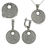 STİLLOVE Gümüş Zirkon Taşlı Yuvarlak Bayan Set