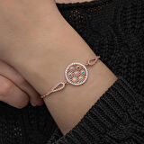 STİLLOVE ​Gümüş Rose Renkli Yaşam Çiçeği Kadın Bileklik