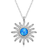 STİLLOVE ​Gümüş Mavi Opal Taşlı Güneş Kadın Kolye