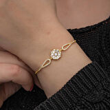 STİLLOVE Gümüş Gold Baget Taşlı Kadın Bileklik