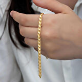 STİLLOVE Gümüş Gold Pullu Zincir Kadın Bileklik