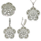 STİLLOVE Gümüş Çiçek Bayan Set