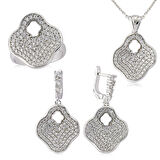 STİLLOVE Gümüş Çiçek Bayan Set