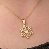 STİLLOVE Gümüş Gold Kar Tanesi Kadın Kolye