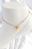 STİLLOVE 316L Çelik Gold Renk Minimal Topçuk Detay Kalp Figür Kadın HalHal