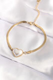 STİLLOVE 316L Çelik Gold Renk Bombeli Kalp Kadın Bileklik
