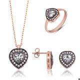STİLLOVE Gümüş Elmas Montür Kalpli Bayan Set