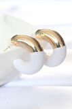 STİLLOVE CCB Beyaz Gold Çift Renk Küpe