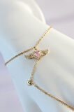 STİLLOVE 316L Çelik Gold Renk Pembe Zirkon Taşlı Kanatlı Kalp Model Şahmeran