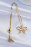STİLLOVE 316L Çelik Zincir Gold Renk Zirkon Taşlı Fiyonk Kolye