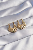STİLLOVE 316L Çelik Gold Renk Kabartmalı Görünüm Küpe