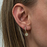 STİLLOVE Gümüş Gold Sallantılı Güneş Kadın Küpe