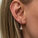 STİLLOVE Gümüş Sallantılı Rose Damla Kadın Küpe