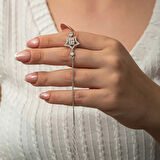 STİLLOVE Gümüş Baget Taşlı Yıldız Kadın Bileklik