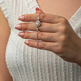 STİLLOVE Gümüş Yuvarlak Baget Taşlı Kadın Bileklik